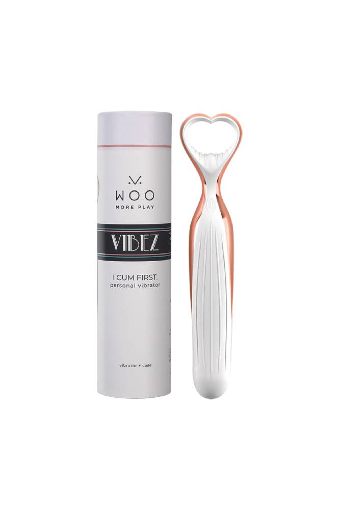 Doc Johnson - Woo More Play - Woo Vibrator - White / Rose Gold - Stag Shop