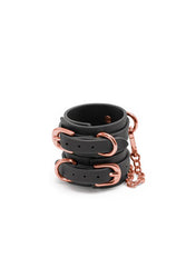NS Novelties - Bondage Couture - Wrist Cuffs - Black/Rose Gold - Stag Shop