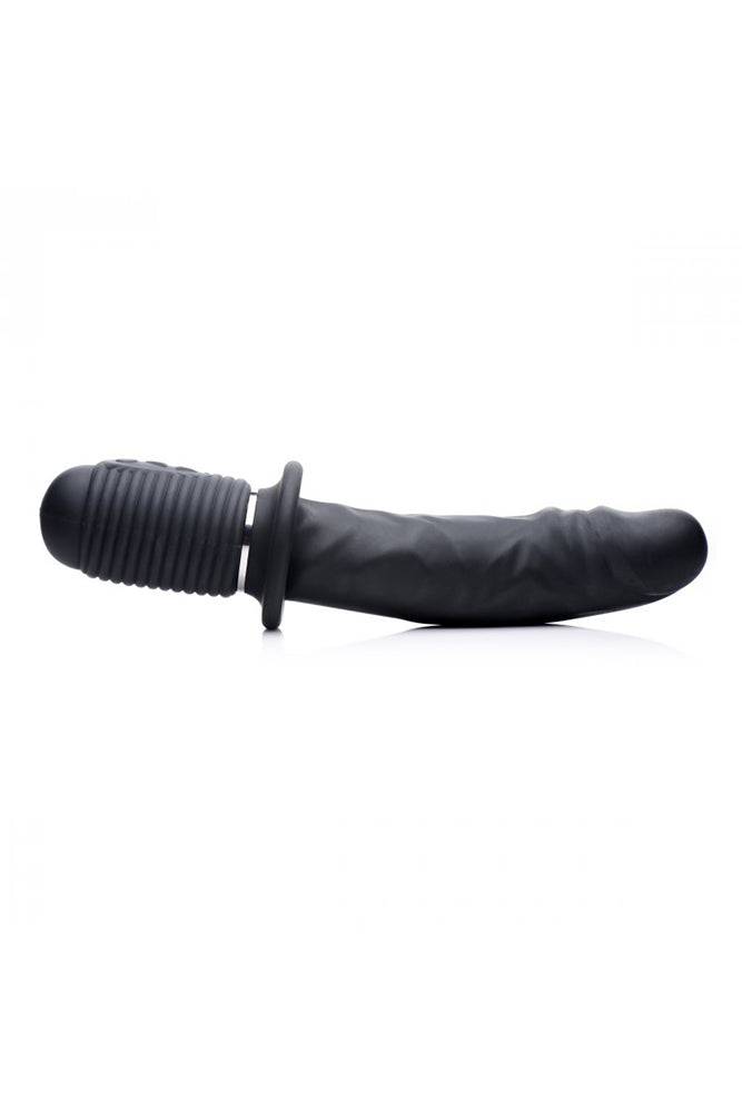 XR Brands - Master Series - Power Pounder Vibrating and Thrusting Silicone Dildo - Black - Stag Shop