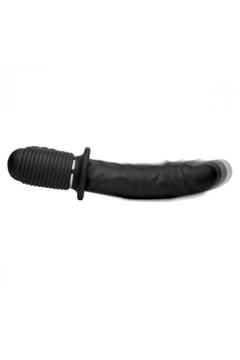 XR Brands - Master Series - Power Pounder Vibrating and Thrusting Silicone Dildo - Black - Stag Shop
