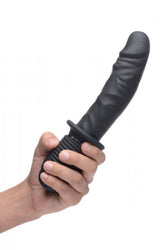 XR Brands - Master Series - Power Pounder Vibrating and Thrusting Silicone Dildo - Black - Stag Shop