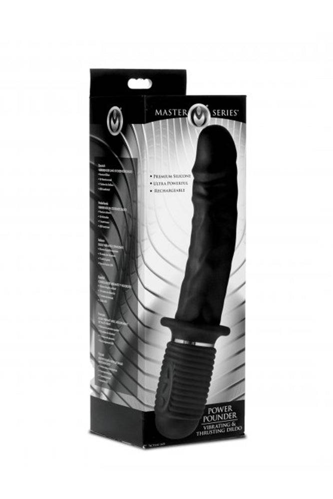XR Brands - Master Series - Power Pounder Vibrating and Thrusting Silicone Dildo - Black - Stag Shop