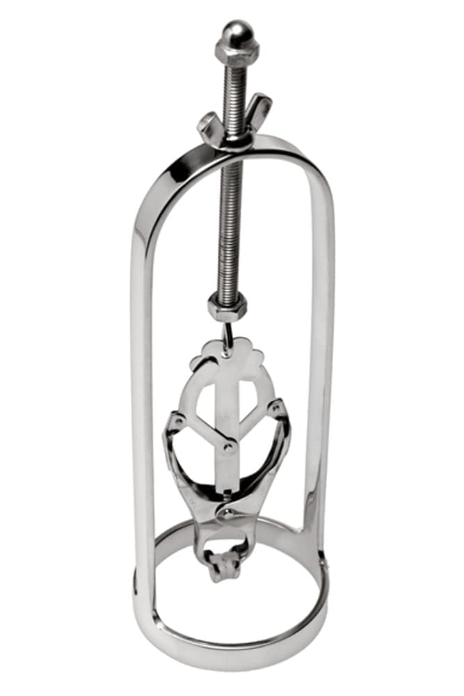 XR Brands - Master Series - Stainless Steel Clover - Clamp Nipple Stretcher - Stag Shop