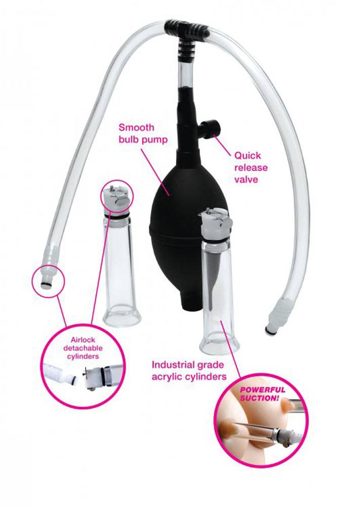 XR Brands - Size Matters - Nipple Pumping System with Detachable Cylinders - Stag Shop