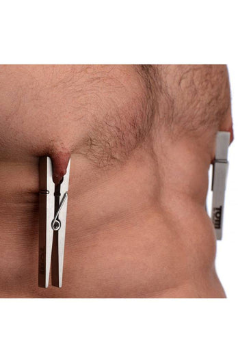 XR Brands - Tom of Finland - Bro's Pin - Stainless Steel Nipple Clamps - Stag Shop