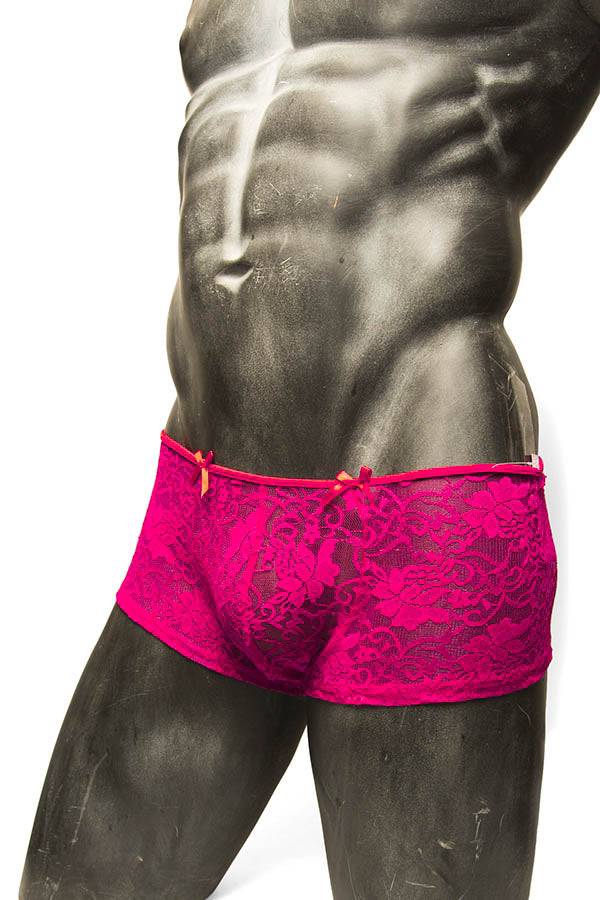 Coquette -  Z5086 - Men's Sexy Lace Brief - Fuchsia - Small - Stag Shop