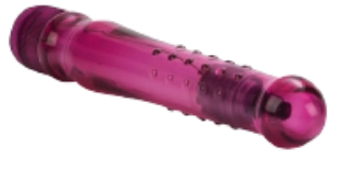 A purple thermoplastic rubber or jelly rubber type of dildo.